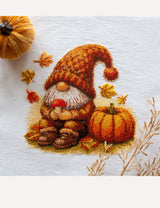 Kit de punto de cruz Aine A1044 – Harvest Gnome, gnomo de otoño, 20 × 20 cm