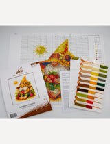 Kit de punto de cruz Aine A1043 – Sunshine Gnome, gnomo de verano, 20 × 20 cm