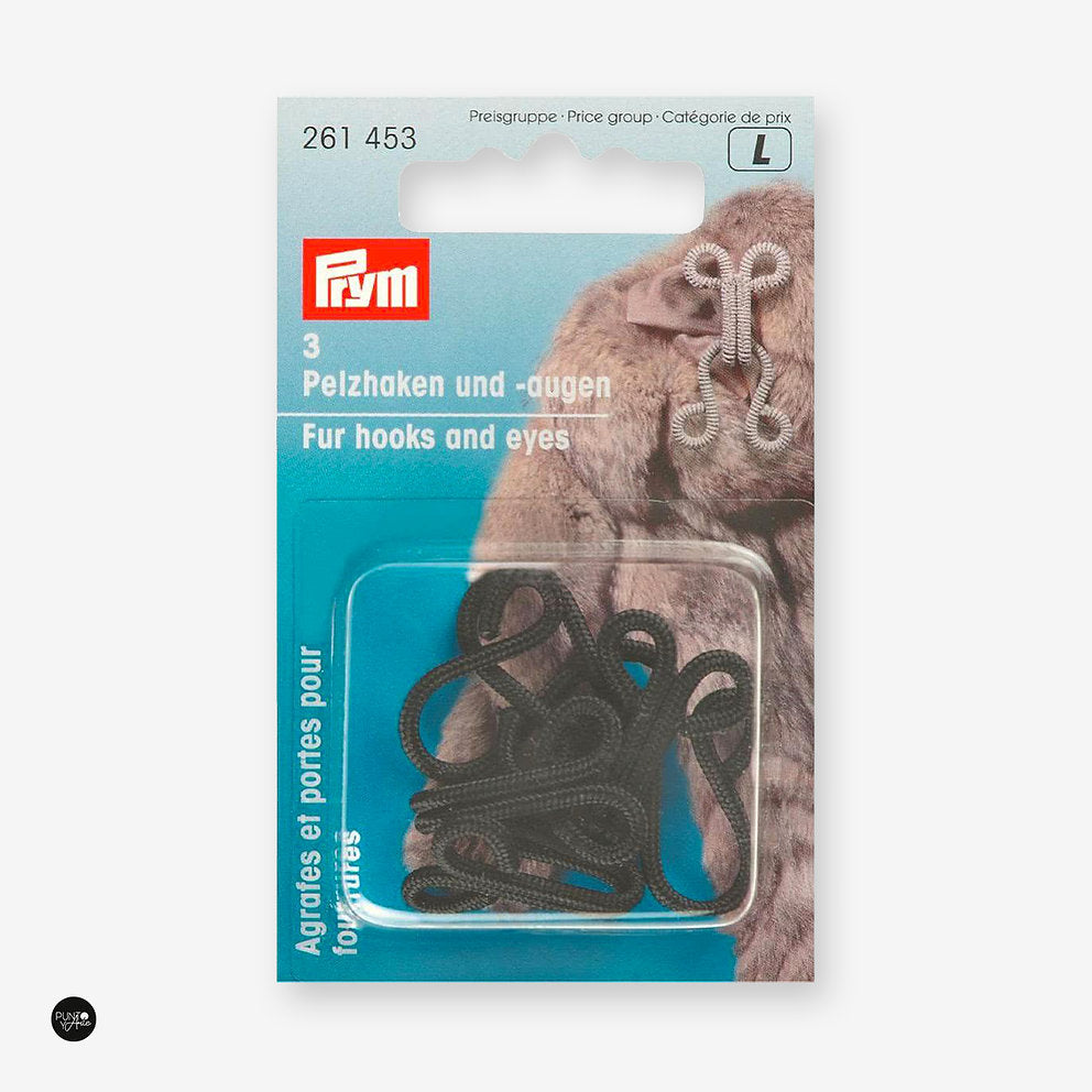 Corchetes para Abrigos de Pieles. Negro Prym 261453 - accesorio Prym para cierres y accesorios de prendas