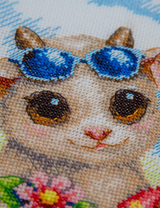Kit de punto de cruz Aine A1049 – Summer Joy, animalitos de vacaciones, 30 × 21 cm