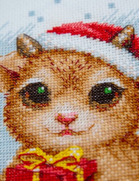 Kit de punto de cruz Aine A1050 – Christmas Joy, animalitos navideños, 30 × 21 cm