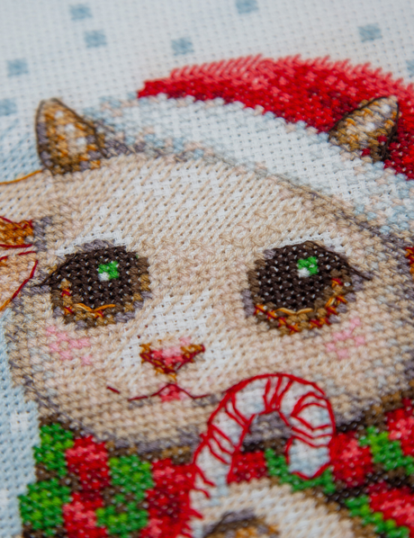Kit de punto de cruz Aine A1050 – Christmas Joy, animalitos navideños, 30 × 21 cm