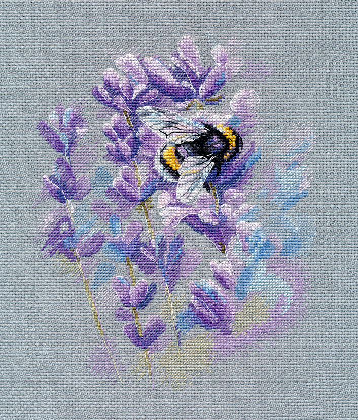 Vista adicional de Kit de punto de cruz Oven S1683 – Bumblebee on Lavender 15x20 cm