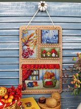 MP Studia “Autumn Collage” Wooden Base Cross Stitch Kit SO-126 – Autumn Decoration 26×17 cm