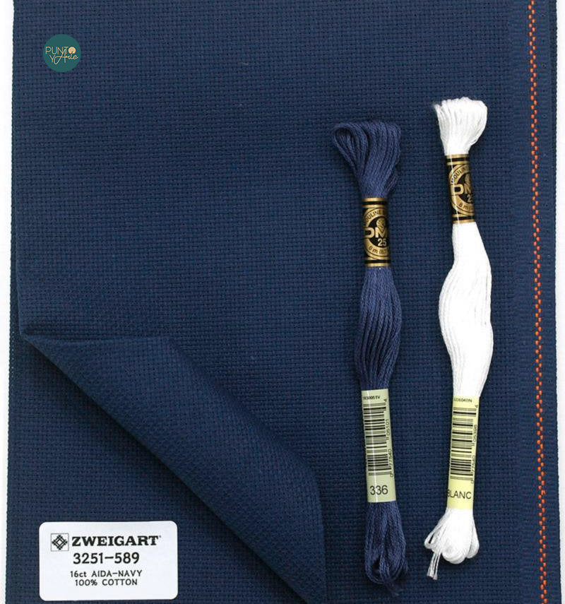 Tela AIDA 16 ct color Navy de ZWEIGART para punto de cruz