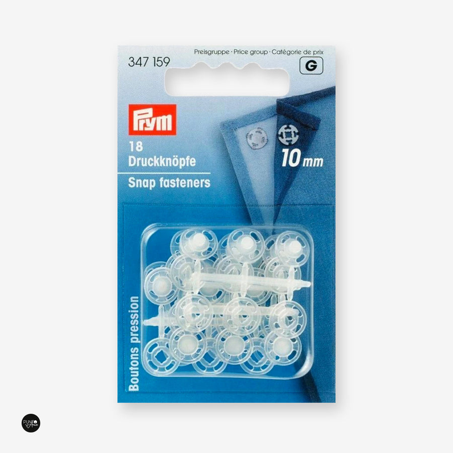 Broches de Presión Transparentes 10mm Prym 347159 - accesorio Prym para cierres y accesorios de prendas
