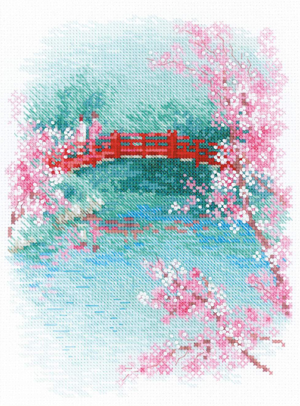 Kit de broderie au point de croix - "Sakura. Pont" - Riolis 1745