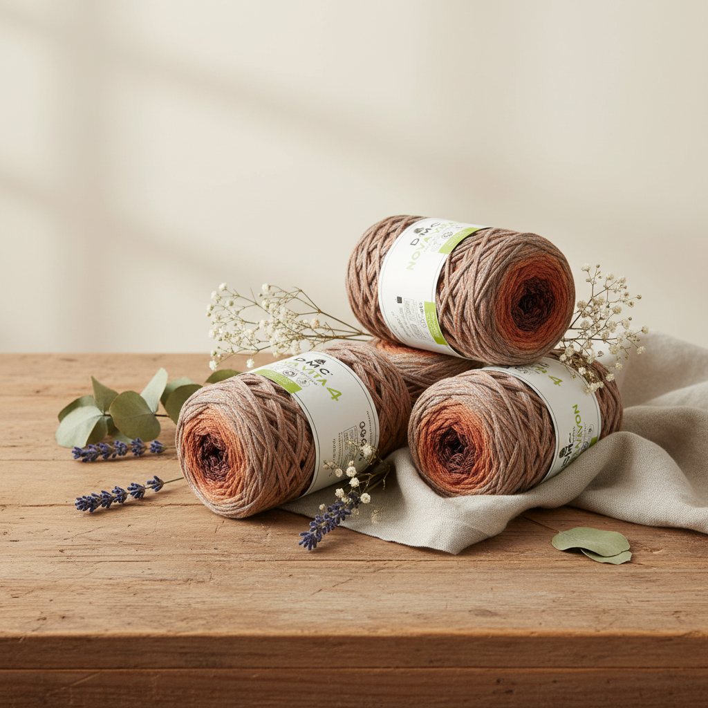 DMC Nova Vita 4 Multicolor - Hilo de Algodón Reciclado para Tejer y Macramé