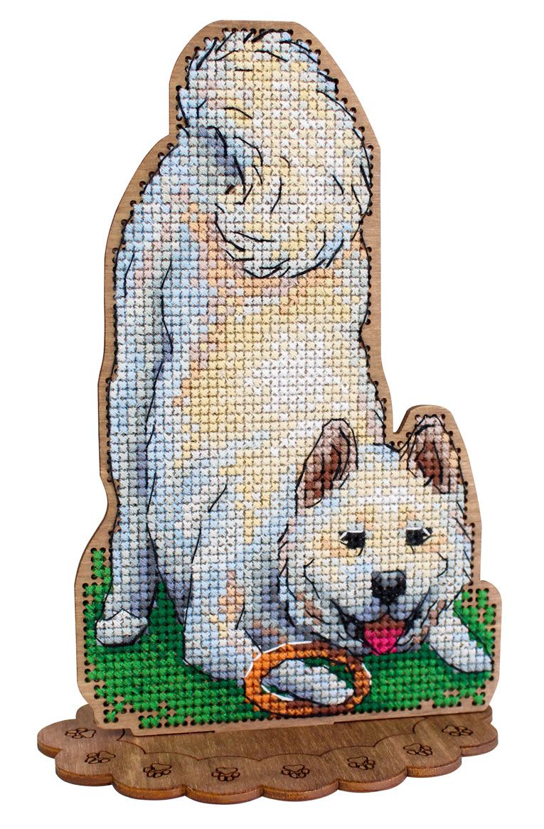 Kit de punto de cruz sobre madera MP Studia SO-170 Shiba Inu 17x12 cm
