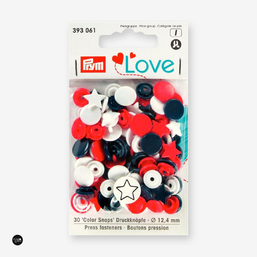 Botones de Presión O Snaps 12.4 mm Love Prym 393061 - accesorio Prym para cierres y accesorios de prendas