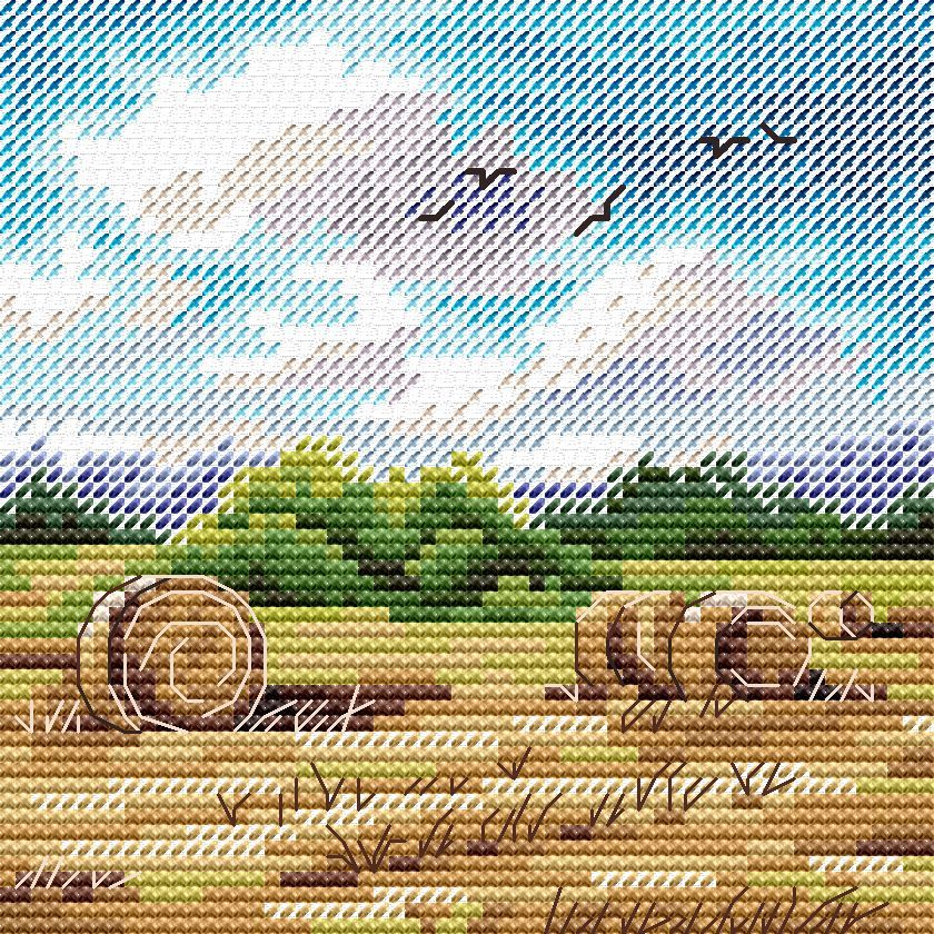 Cross Stitch Kit "Rural Fields" MP Studia SM-994 – Country Landscape