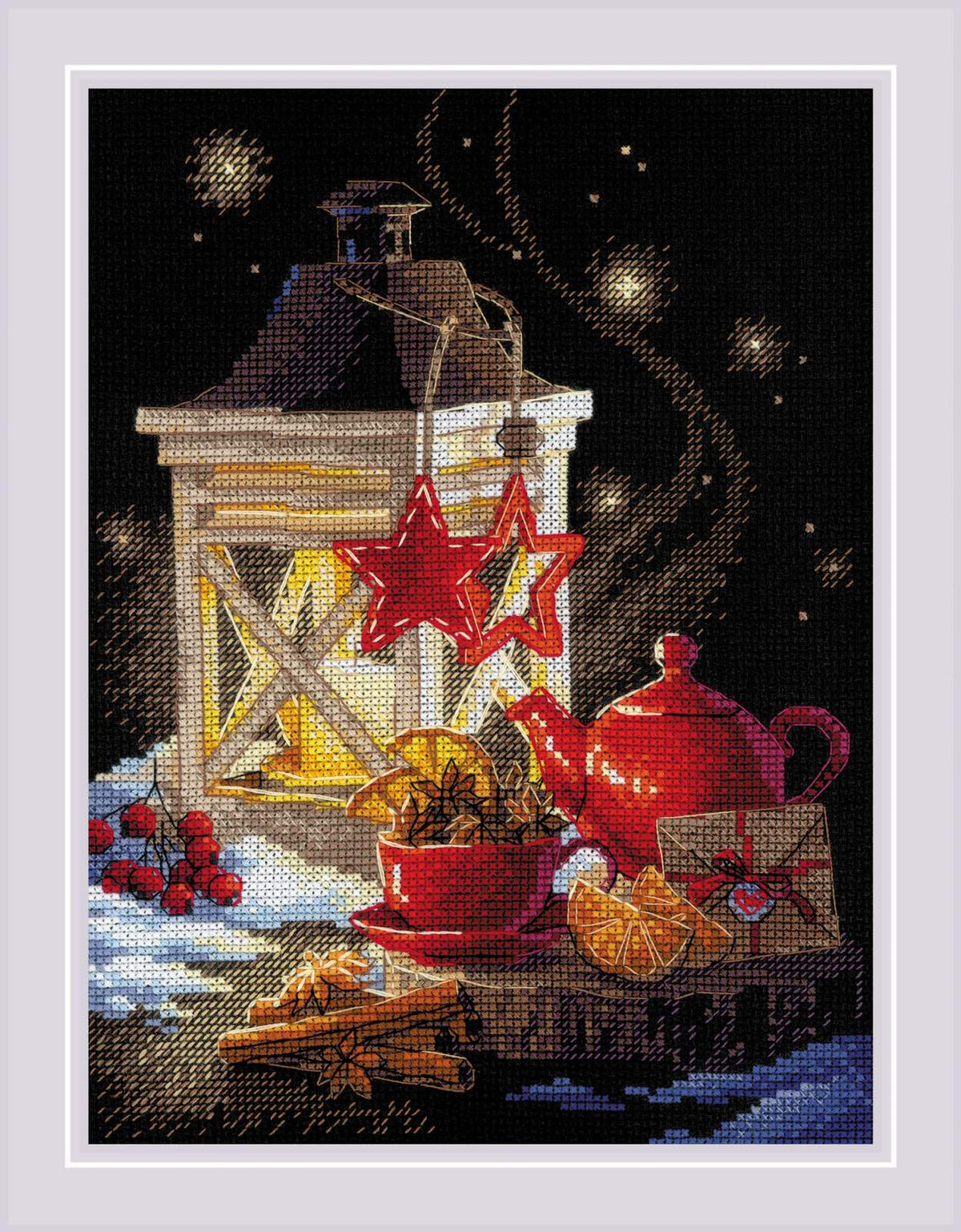 Kit de punto de cruz "Winter Tea Time" 1977 Riolis - Punto y Arte