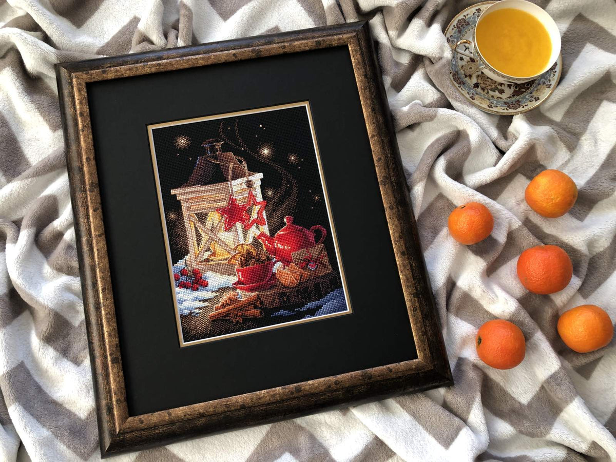 Kit de punto de cruz "Winter Tea Time" 1977 Riolis - Punto y Arte
