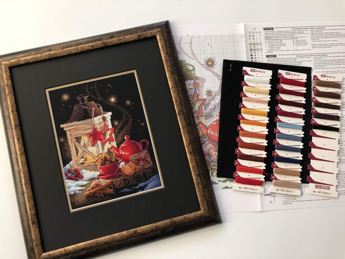 Kit de punto de cruz "Winter Tea Time" 1977 Riolis - Punto y Arte