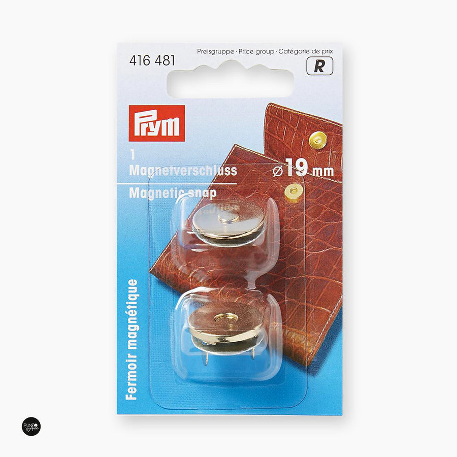 Cierres magnéticos dorados de 19mm para bolsos y mochilas Prym 416481 - accesorio Prym para cierres y accesorios de prendas