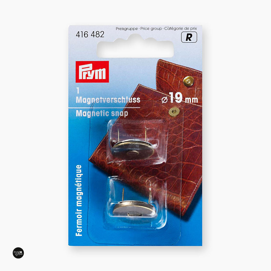 Cierres magnéticos de latón vintage de 19mm para bolsos y mochilas Prym 416482 - accesorio Prym para cierres y accesorios