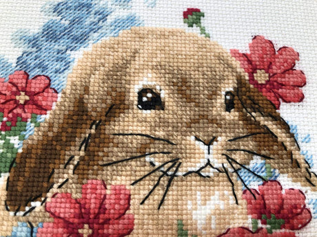 Cross Stitch Embroidery Kit - "Bunny in Flowers" - Riolis 1986