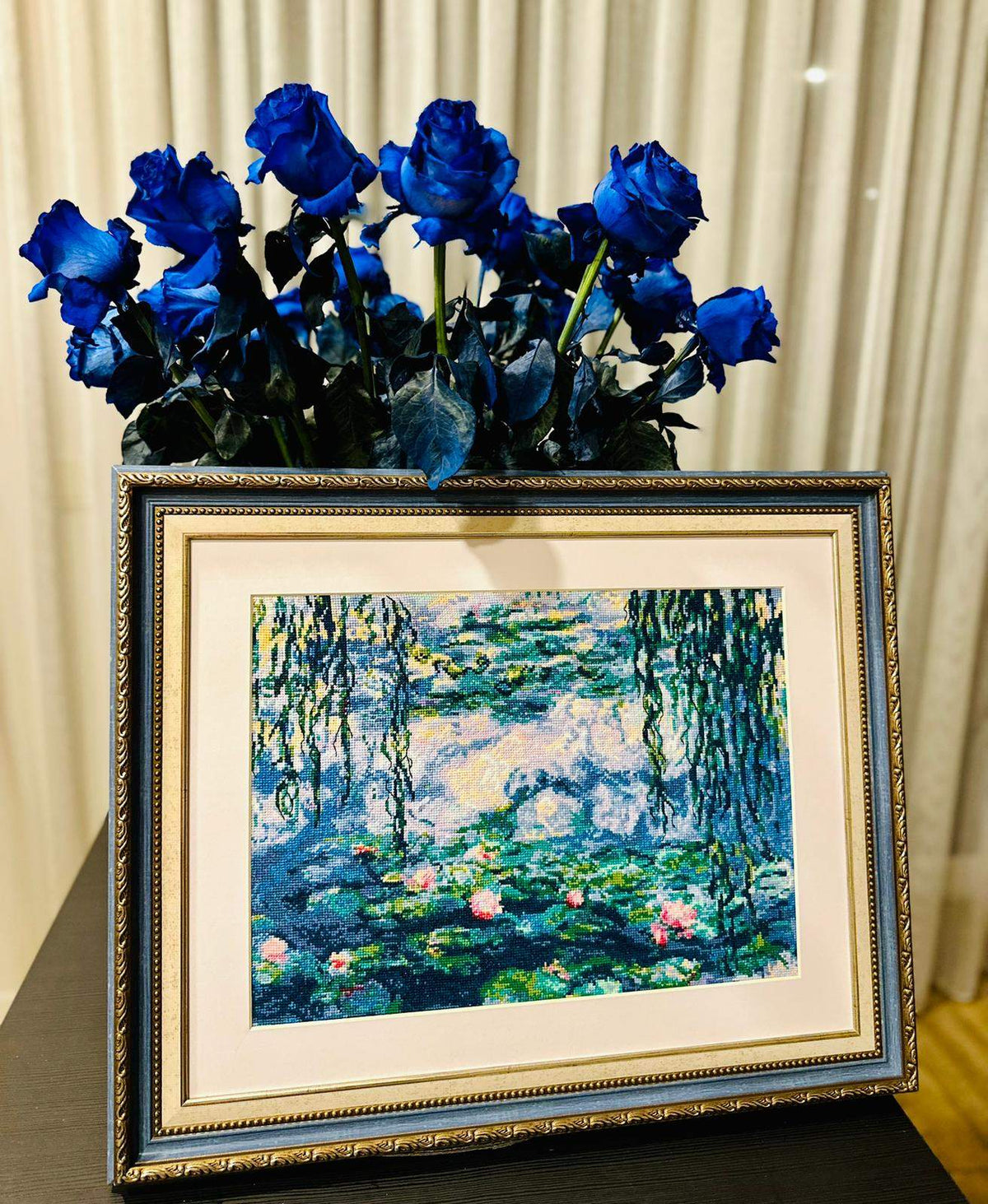 Kit de Bordado de Punto de Cruz - "Water Lilies after C. Monet's Painting" - Riolis 2034 - Punto y Arte