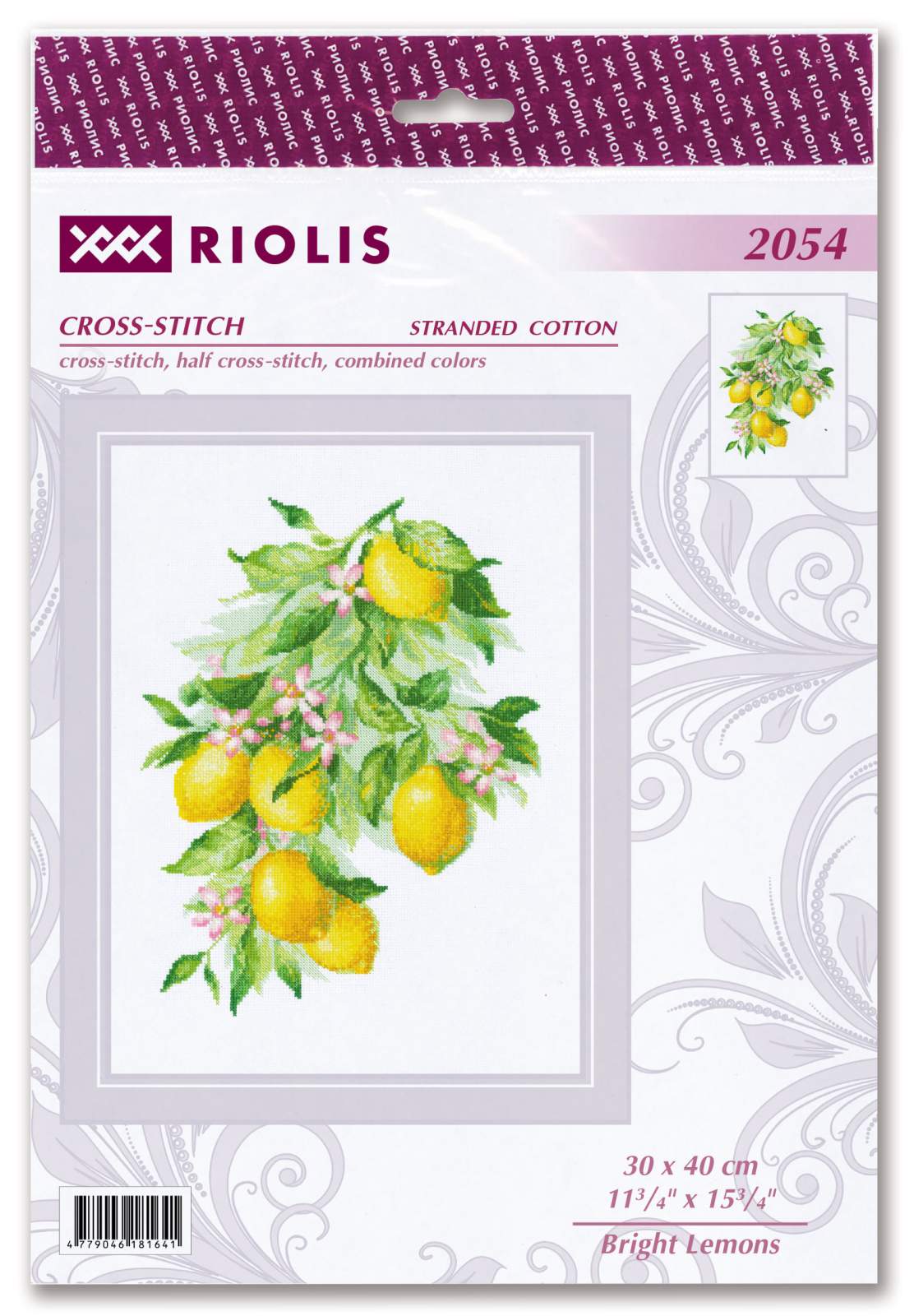 Kit de Bordado de Punto de Cruz - "Bright Lemons" - Riolis 2054 - Punto y Arte