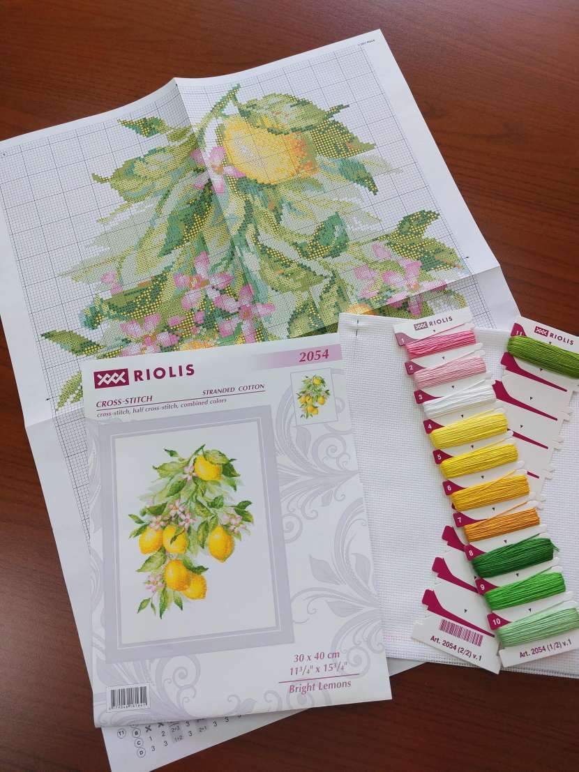 Kit de Bordado de Punto de Cruz - "Bright Lemons" - Riolis 2054 - Punto y Arte