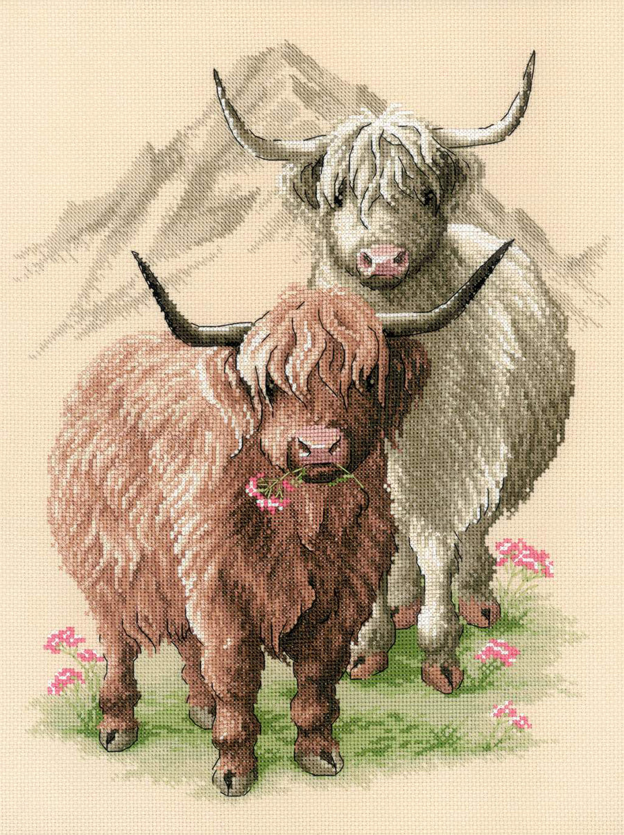 Kit de Bordado de Punto de Cruz - "Highland Buddies" - Riolis 2090 - Punto y Arte