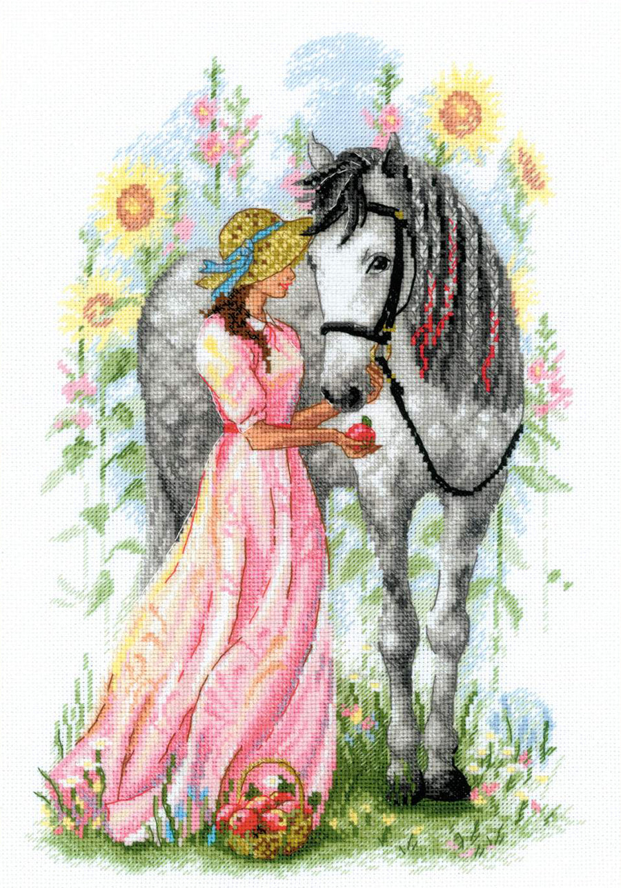 Kit de Bordado de Punto de Cruz - "Horse Girl" - Riolis 2071 - Punto y Arte