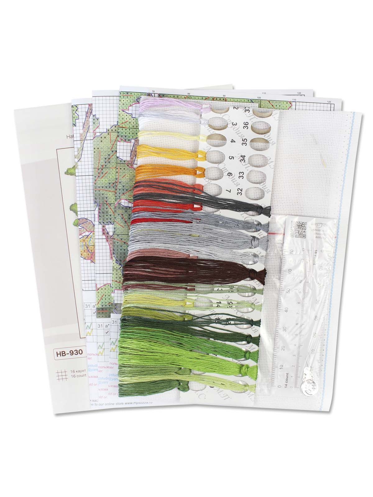 Cross Stitch Kit "Cloudberry" MP Studia SNV-930 - Botanical wild berries 28x19 cm Aida 16 ct