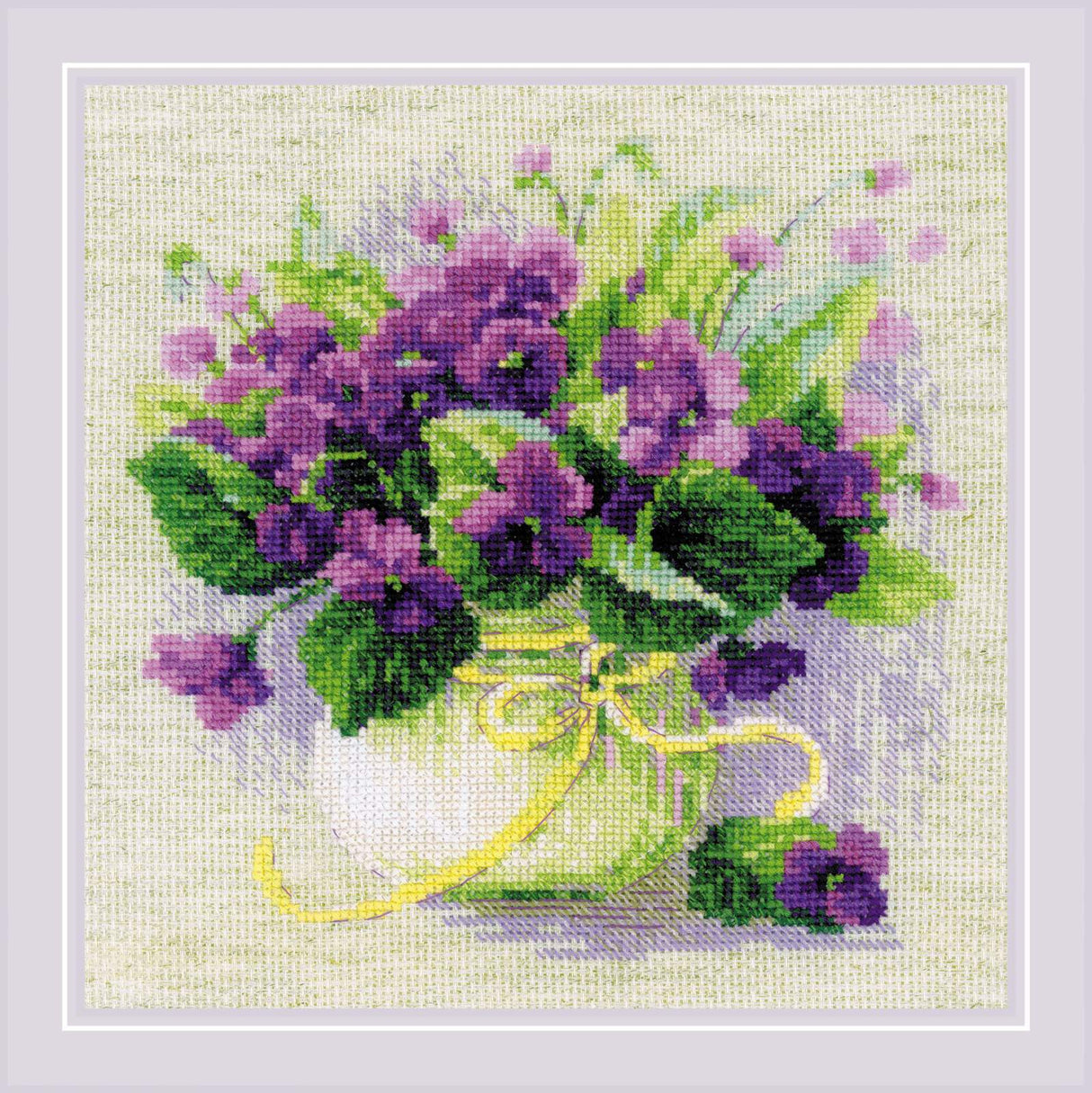 Kit de Punto de Cruz Riolis - "Violets in a Pot" (Violetas en una Maceta), 2091