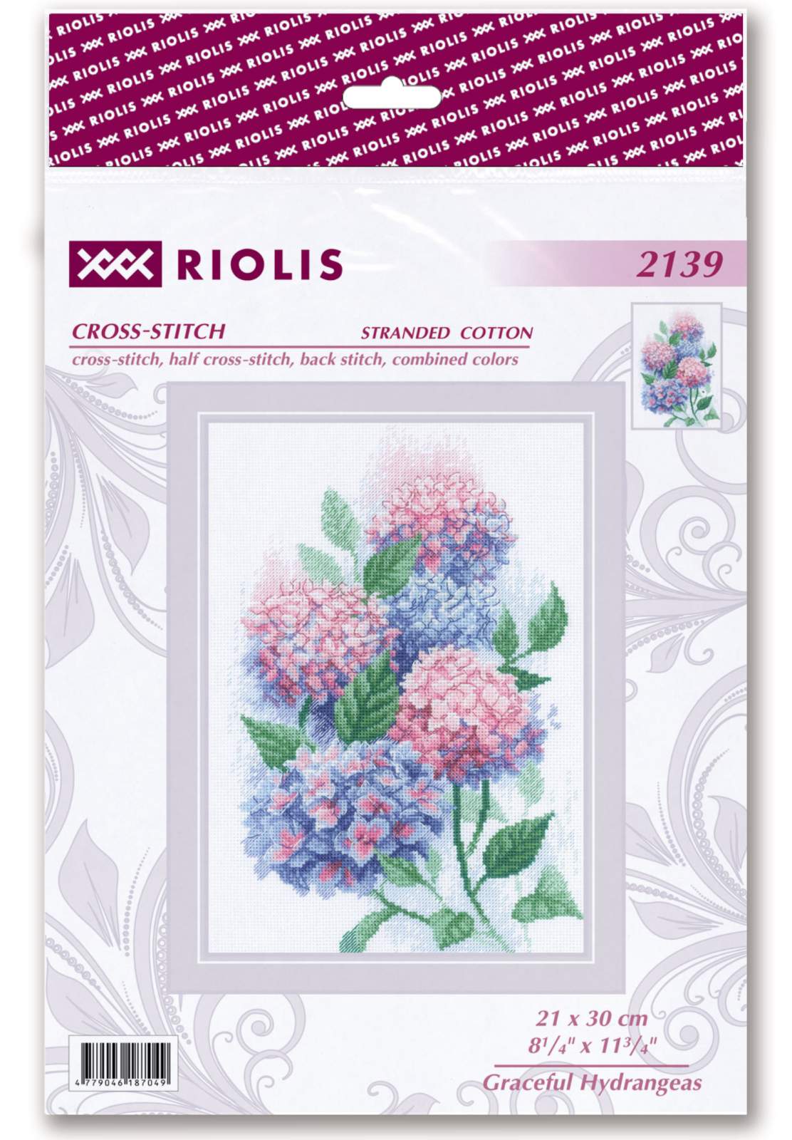Cross Stitch Kit - "Elegant Hydrangeas" - Riolis 2139