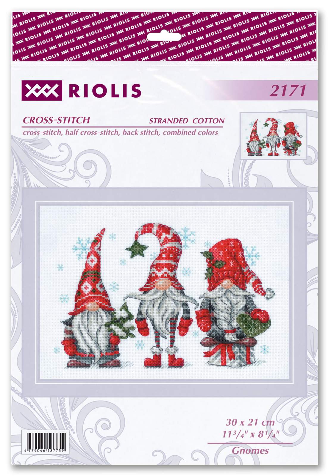 Kit de Bordado de Punto de Cruz - "Gnomes" - Riolis 2171 - Punto y Arte