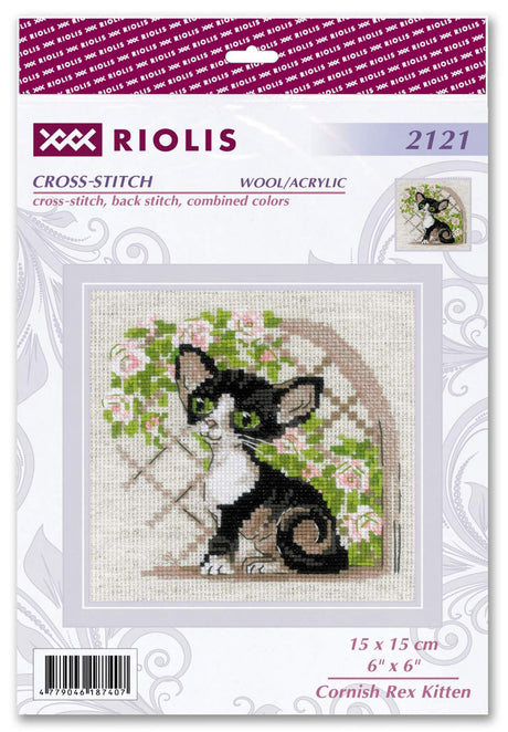 Kit de Bordado de Punto de Cruz - "Cornish Rex Kitten" - Riolis 2121