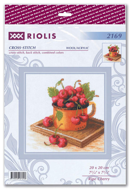 Kit de Bordado de Punto de Cruz - "Ripe Cherry" - Riolis 2169