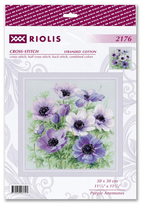 Kit au point de croix - "Anémones violettes" - Riolis 2176