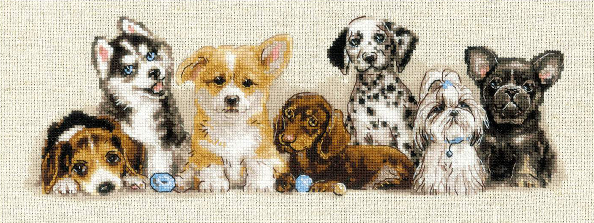Kit de Punto de Cruz - "Puppies" - Riolis 2221 - Punto y Arte