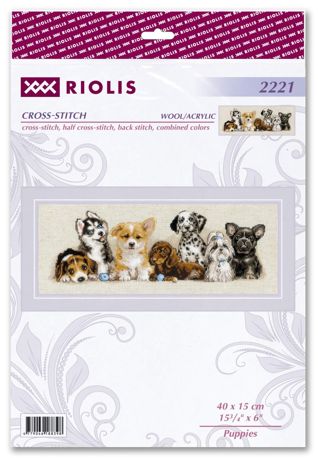 Kit de Punto de Cruz - "Puppies" - Riolis 2221 - Punto y Arte