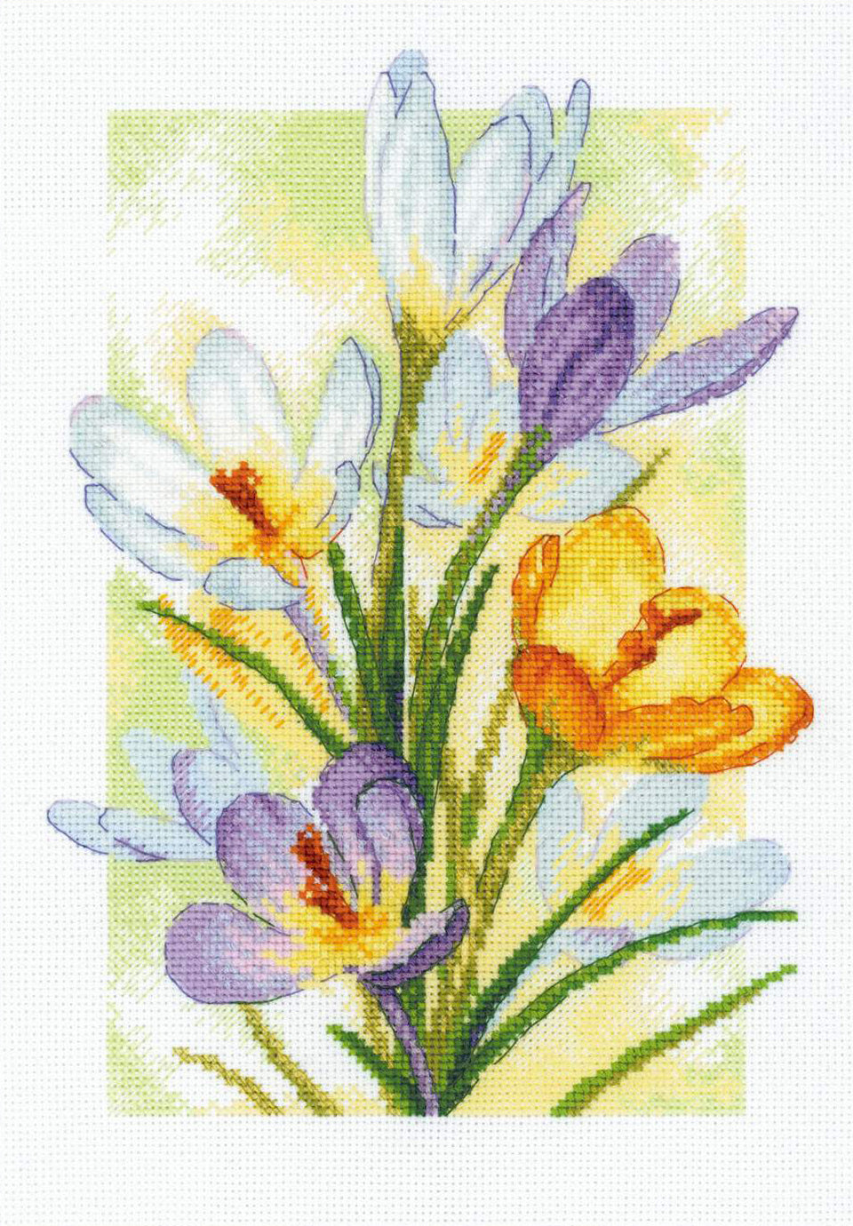 Cross Stitch Embroidery Kit - "Spring Glow. Crocuses" - Riolis 2190