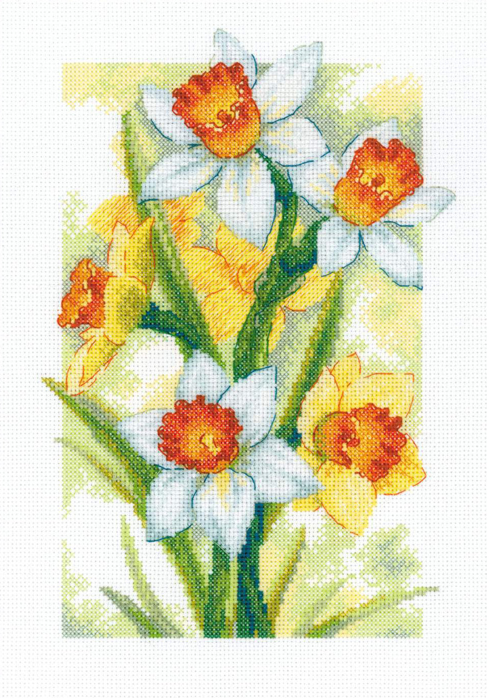 Kit de Bordado de Punto de Cruz - "Spring Glow. Daffodils" - Riolis 2189