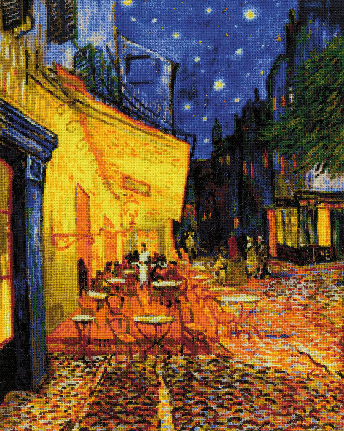 Kit de Punto de Cruz - "Terraza de Café por la Noche basado en la Pintura de V. Van Gogh" - Riolis 2217 - Punto y Arte