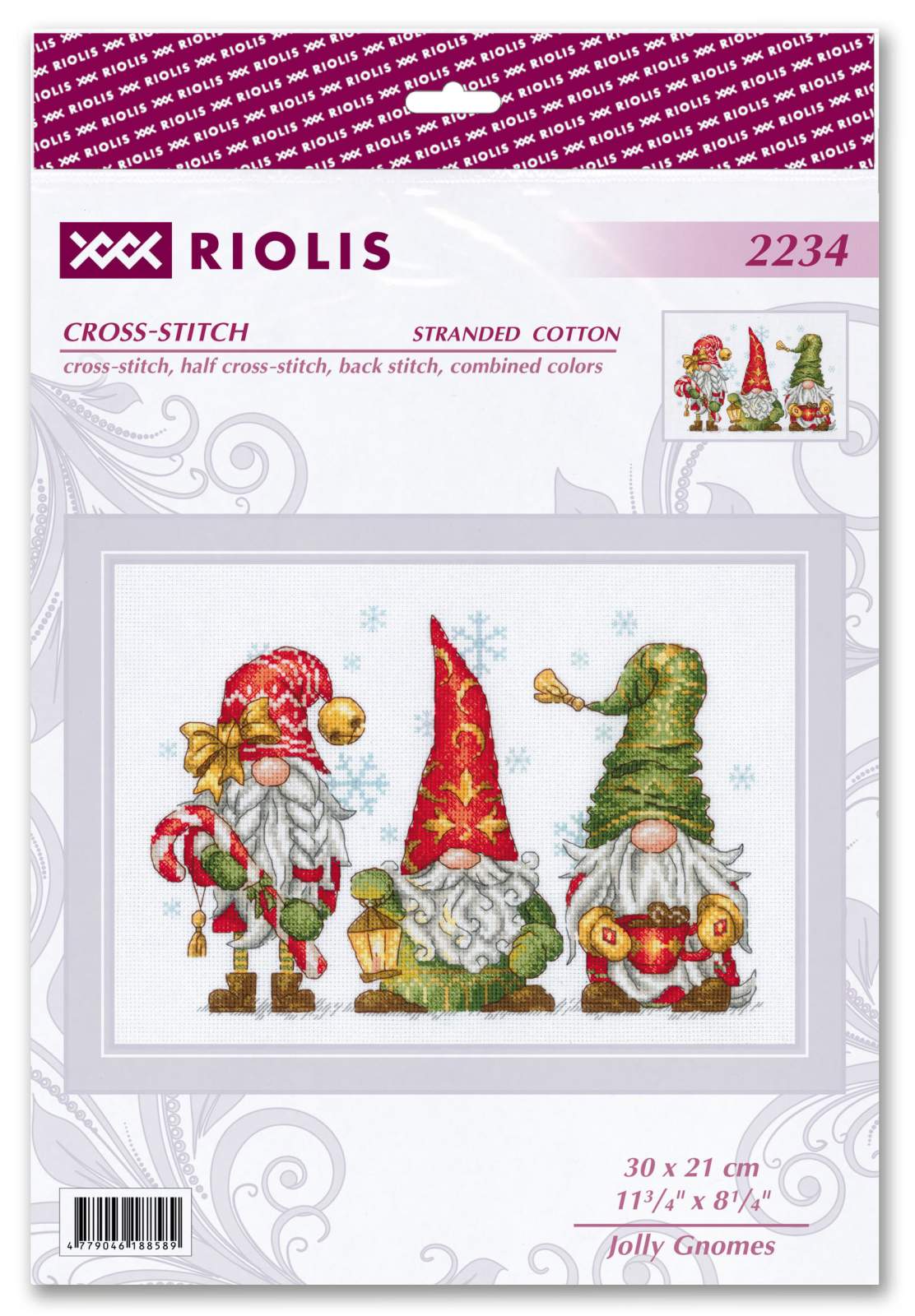 Kit de Punto de Cruz "Jolly Gnomes" Riolis 2234 - Punto y Arte