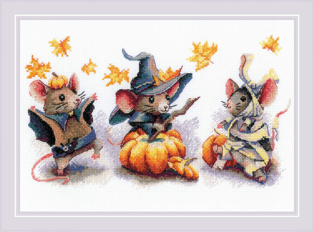 Kit de Punto de Cruz "Spooky Mouse Trio" Riolis 2241