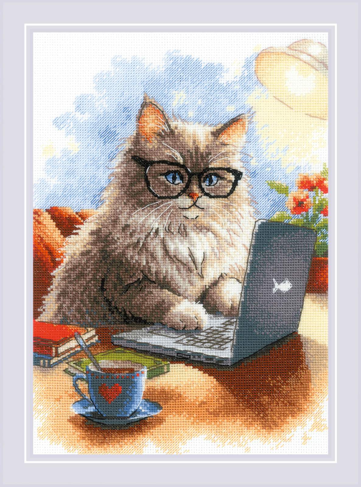 Cross Stitch Kit "The Meowmoirs Writer" – Riolis SR2263