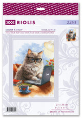 Cross Stitch Kit "The Meowmoirs Writer" – Riolis SR2263