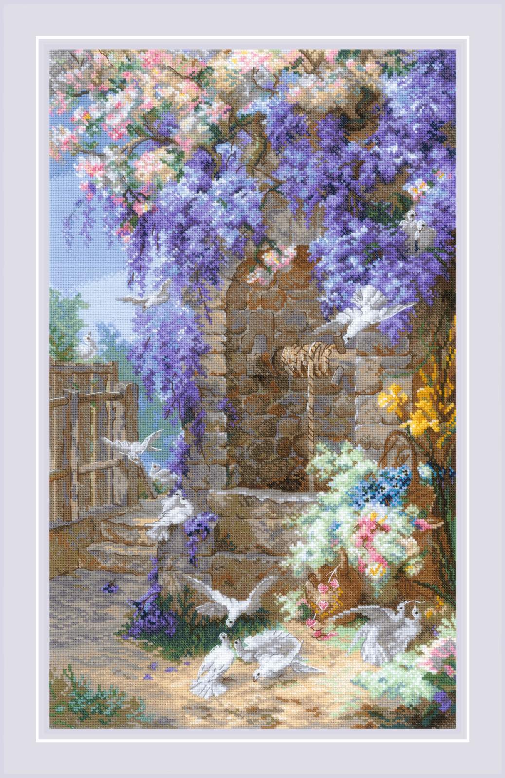 Kit de Punto de Cruz "Primavera según el cuadro de E. Bidou" – Riolis SR2279 - Punto y Arte