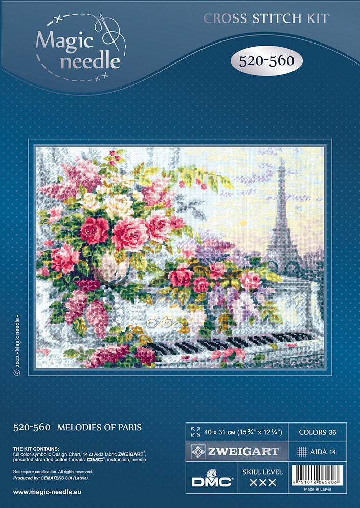 Kit de punto de cruz Magic Needle 520-560 – Melodies of Paris