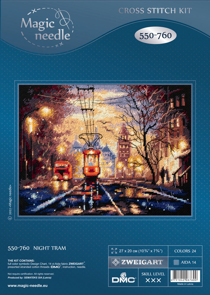 550-760 Night Tram. Magic Needle Cross Stitch Kit