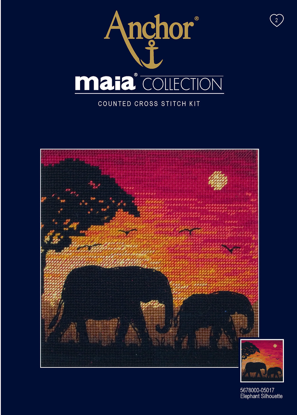 Silhouettes d'éléphants - Collection Maia - Kit de point de croix