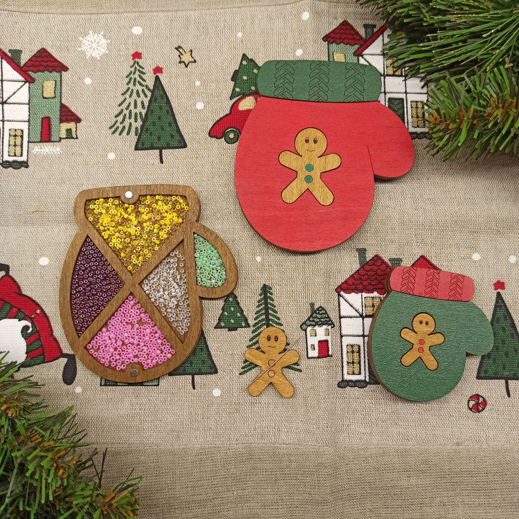Vista adicional de Organizador de abalorios Wizardi KF027/83 Mitón de Navidad. Organizador para perlas y abalorios de Wizardi