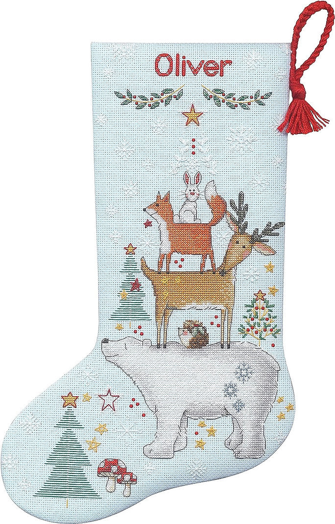 Woodland Stack Christmas Stocking - 70-09601 Dimensions - Cross Stitch Kit