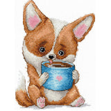 Coffee lovers. Corgi - SANK-62 Andriana - Cross Stitch Kit