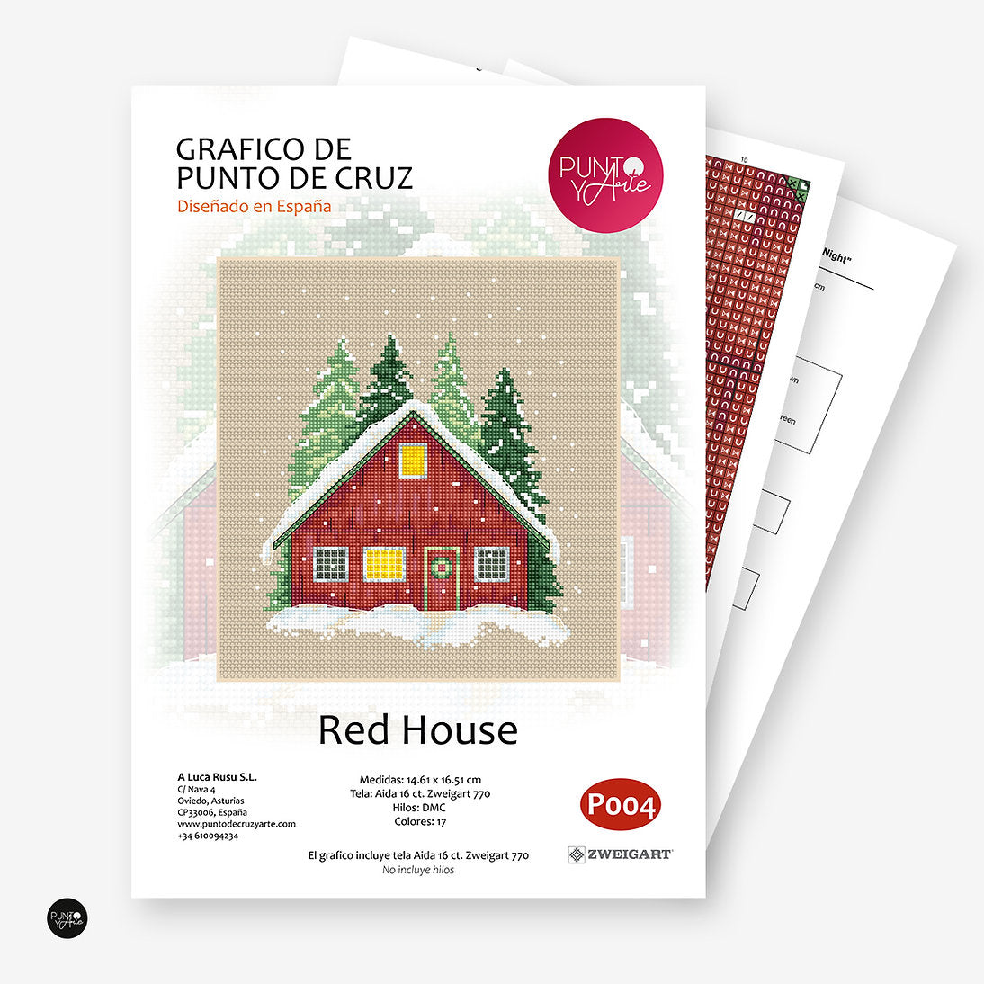 Red House - Tableau de point de croix exclusif pour broderie, point espagnol et design artistique P004